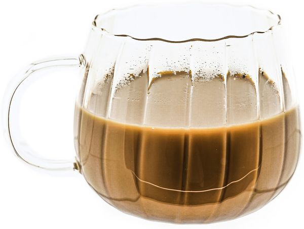 Mulex 12 Tlg. Gläser-Set Riffle Cup Hitzebeständig 350 ml transparent Kaffeeglas Teeglas