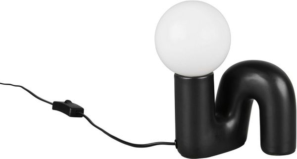 Reality Leuchten Tischleuchte QUINN, Keramik Tischlampe m. Glasschirm, Set inkl 2xG9 Leuchtmittel 3W, Ein-/Ausschalter, Leuchtmittel wechselbar, Warmweiß, Design Nachttischlampe, Schreibtischlampe Höhe 22cm, Glas Lampenschirm