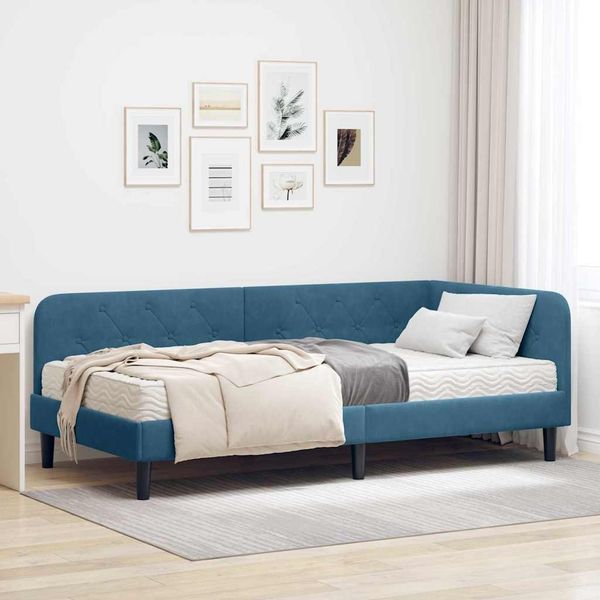 vidaXL Eckbettgestell Blau 90 x 200 cm Samt 3394153