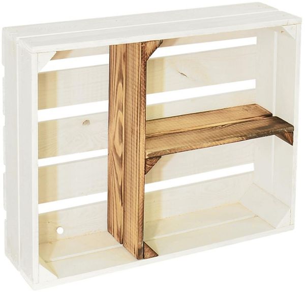CHICCIE Holzregal Schmalhanz 50x40x15cm - Weiß Geflammt T Regal