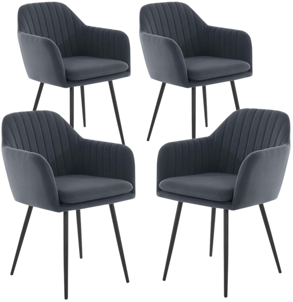 4er Set Sesselstuhl Lia - Samtvelour Grau