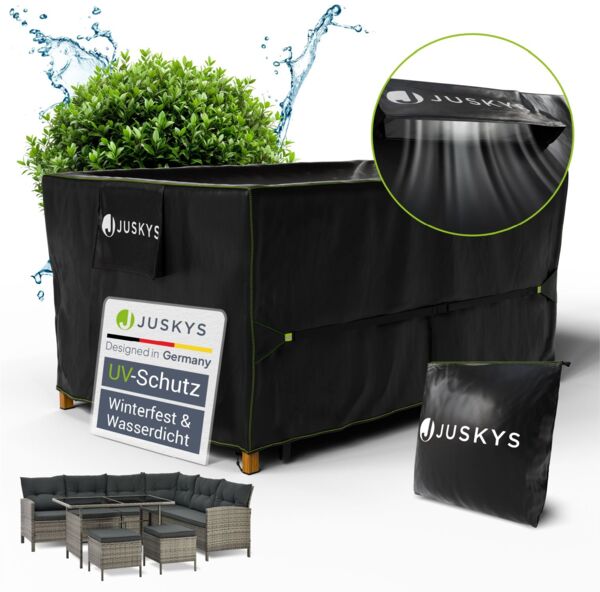 Juskys Gartenmöbel Abdeckplane CoverSafe Pro 160 x 100 x 75 cm - winterfest & wasserdicht - Schutzhülle für Gartentisch, UV-Schutz, Abdeckhaube Gartentisch