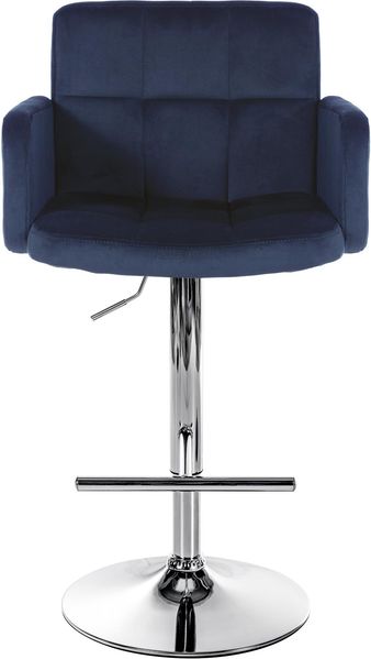 2er Set Barhocker SUTUN - Samt Blau 60x56x93 cm Silber | Barstuhl Höhenverstellbar Mit Lehne Drehbar Tresenhocker Tresenstuhl Kneipenhocker