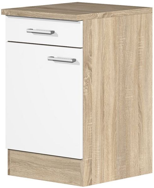 Flex-Well Unterschrank Küchenunterschrank - 50 cm breit - Weiß Sonoma Eiche – Salerno