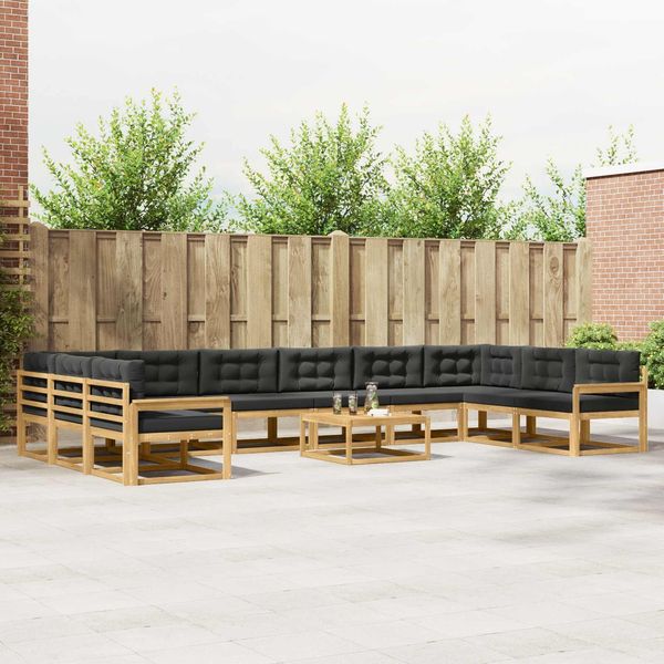 vidaXL Outdoor-Sofagarnitur mit Kissen 11 pcs Weiß und Anthrazit 3387131
