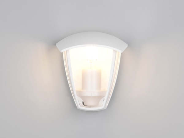 LED Außenwandleuchte Halbschale im Landhausstil Weiß, Höhe 20cm Bild 4