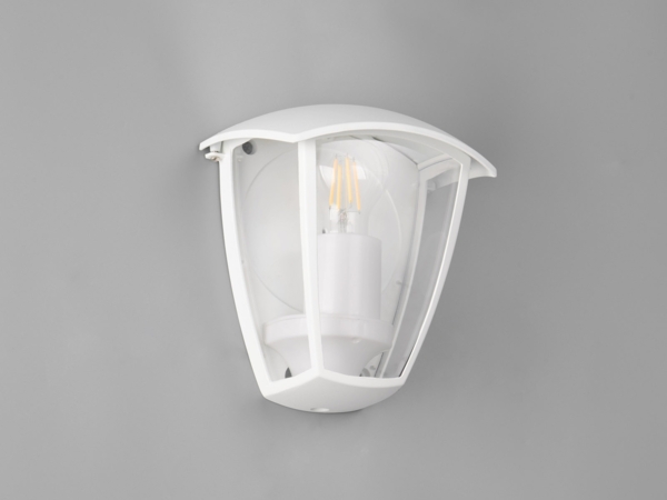 LED Außenwandleuchte Halbschale im Landhausstil Weiß, Höhe 20cm Bild 7