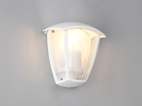 LED Außenwandleuchte Halbschale im Landhausstil Weiß, Höhe 20cm Bild 1