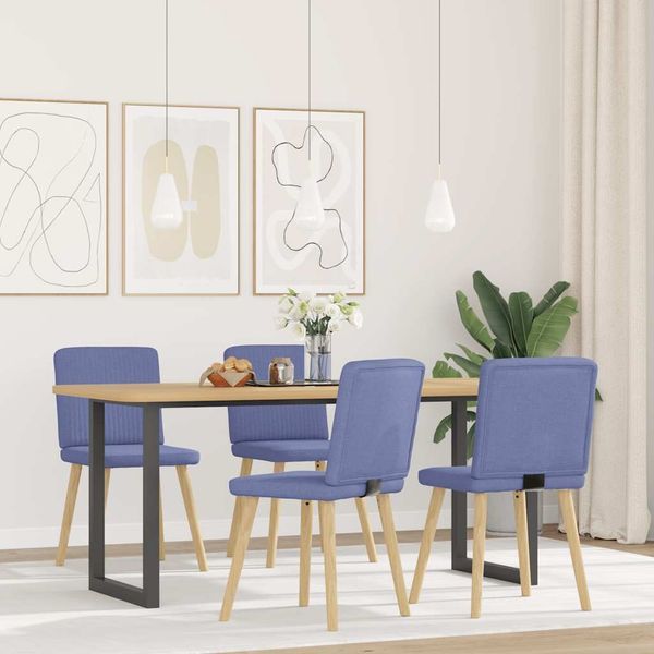 vidaXL Esszimmerstühle 4 Stk. Jeansblau Stoff 3315307