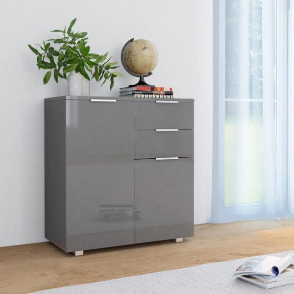 vidaXL Sideboard Hochglanz-Grau 71x35x80 cm Holzwerkstoff 283717