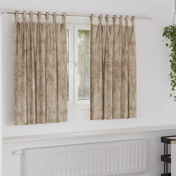vidaXL Samtvorhänge mit Vorhängen 2 pcs Champagner 140 x 140 cm Samt 4107743