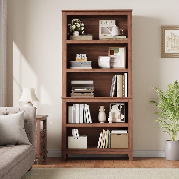GarveeMore Bücherregal 5-stufiges Bücherschrank Standregal 80×30×181cm