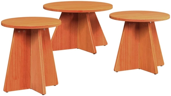 vidaXL Couchtisch 3 pcs Wachsbraun 873540