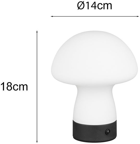 Kleine Akku Tischlampe DOOLEY aus Glas Weiß, Höhe 18cm Bild 4