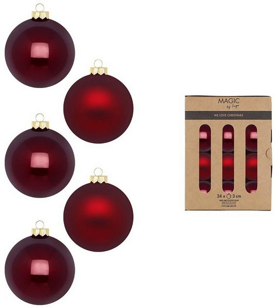 MAGIC by Inge Weihnachtsbaumkugel, Weihnachtskugeln Glas 3cm 24 Stück - Smooth Port