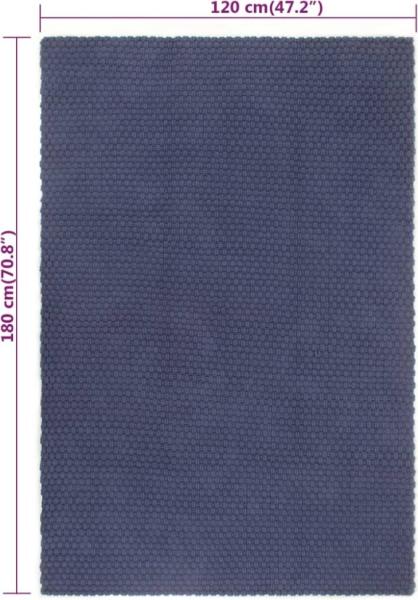 vidaXL Teppich Rechteckig Marineblau 120x180 cm Baumwolle 345126 Bild 3