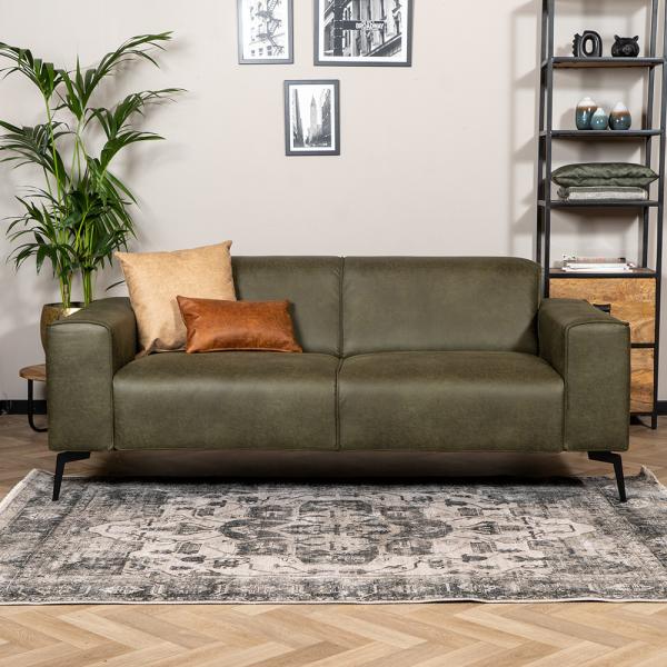 Bronx71 Leder Sofa Vegas 2,5-Sitzer olivgrün