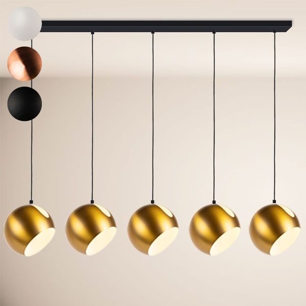 s.luce Ball Esstisch-Hängelampe Ø 30cm drehbarer Schirm 120cm Gold