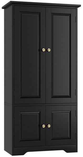 Homfa Mehrzweckschrank Küchenschrank Bücherschrank, Wohnzimmerschrank, mit 4 Türen, 58x32x123cm, schwarz