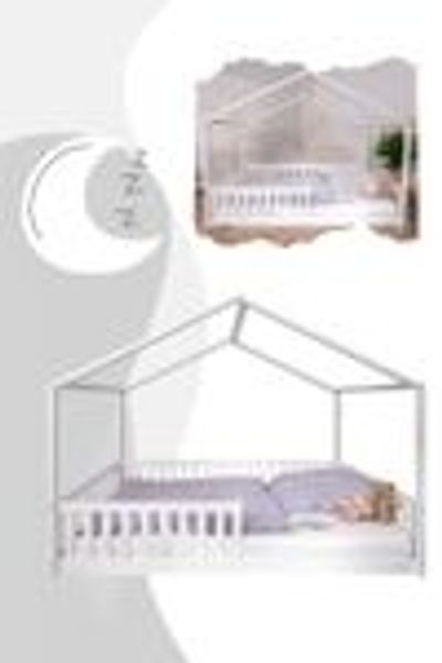 tiSsi® Hausbett / Bodenbett ENNO Gr. 140 x 200 cm Buche Weiß