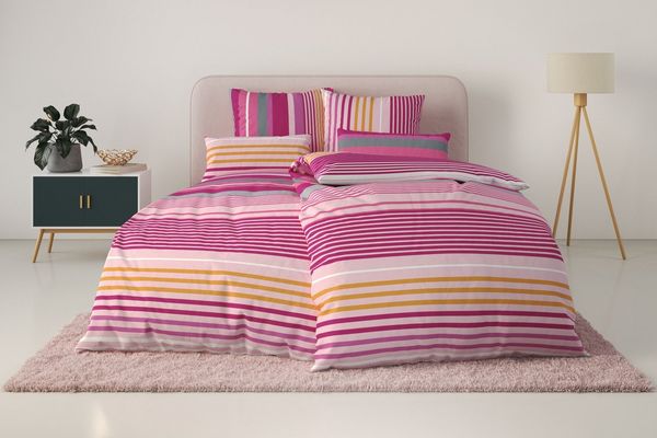 OTTO home Bettwäsche Elvea, Linon, 2 teilig, in Gr. 135x200 oder 155x220 cm, 100% Baumwolle, Streifen