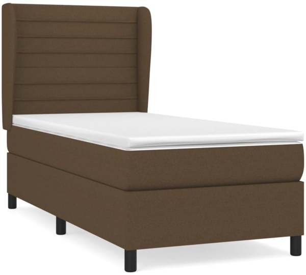 vidaXL Boxspringbett mit Matratze Dunkelbraun 90x200 cm Stoff 3128016