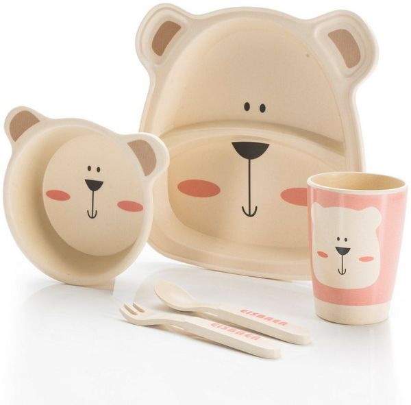 all Kids United Kindergeschirr-Set ALL KIDS UNITED 5-tlg. Kindergeschirr-Set mit Tier-Motiv (5-tlg), BPA-freier Kunststoff, Teller, Schüssel, Besteck, Becher