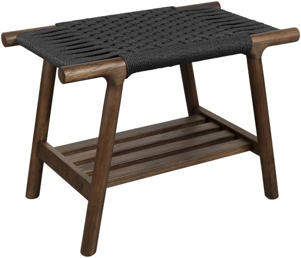 Sitzbank Hocker Kintaro Walnuss | Japandi-Design & Seilgeflecht