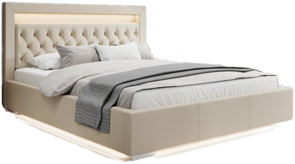 Designer Polsterbett Infinity inkl. RGB, USB und Stauraum 180x200 Beige H3 (70-100kg)