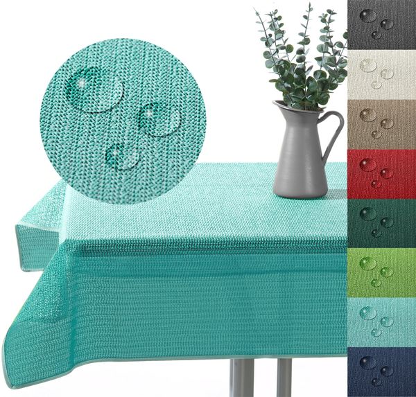 heimtexland Â® Outdoor Tischdecke Gartentischdecke wasserfest wetterbestÃ¤ndig rutschfest waschbar Outdoortischdecke Weichschaum Garten Balkon Camping Party Tischdeko Typ883 mint 130x160 cm eckig