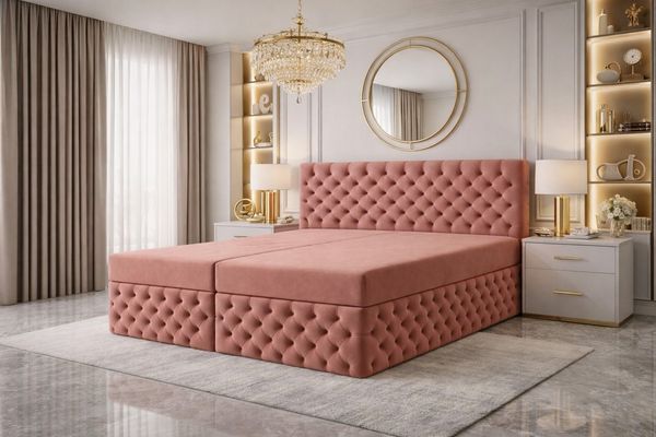B&B Home Boxspringbett Boxbett Figo III 180 cm 200 cm (H3 Multipocket-Taschenfederkernmatratzen, Kopfteil, Bettkasten und Topper)