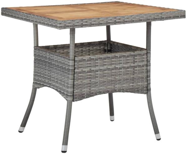 vidaXL Garten-Esstisch Grau Poly Rattan und Massivholz Akazie 46172