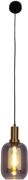 näve Pendelleuchte Fumo, ohne Leuchtmittel, aus Metall in Schwarz und Gold und Rauchglas, Ø ca. 22 cm, Höhe 150 cm