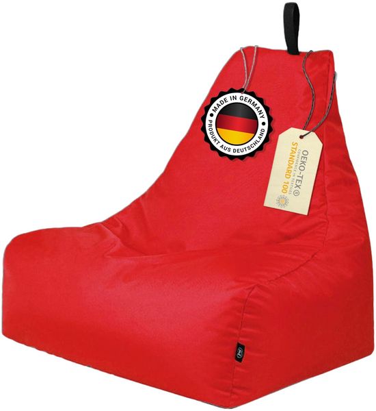 PATCH HOME Lounge Sessel Sitzsack– XXL – Rot, bequemer Sitzsack aus Luxus-Polyester-Gewebe, bereits befüllt