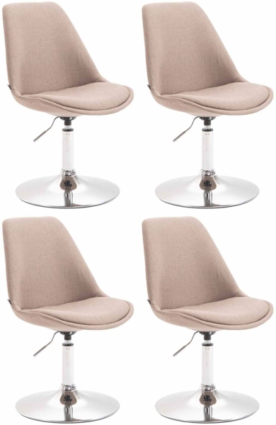 CLP 4er Set Esszimmerstühle Maverick Stoff drehbar und stufenlos verstellbar,taupe chrom