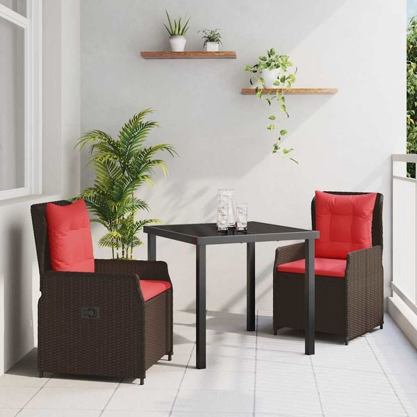 vidaXL Garten Essgruppe 3 pcs Braun Poly Rattan 3381023