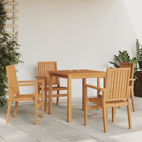 vidaXL 5-tlg. Garten-Essgruppe Massivholz Teak 3157910