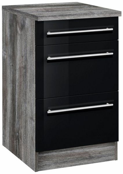 KOCHSTATION Unterschrank KS-Samos 50 cm breit, mit 2 großen Auszügen