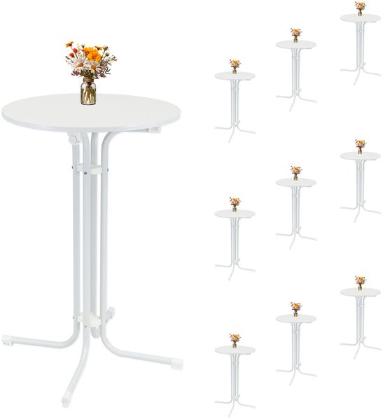 10x Stehtisch klappbar Ø 70 cm Höhe 110 cm Stahl Gastrotisch Partytisch Bistrotisch in Weiß