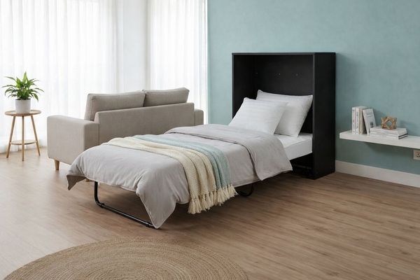 Home affaire Schrankbett Sognum als Gästebett nutzbar, Wandklappbett in Kommodenoptik (in den Farben weiß, schwarz und kaschmir erhältlich) inkl. Matratze, platzsparendes Klappbett, optimal für kleine Räume
