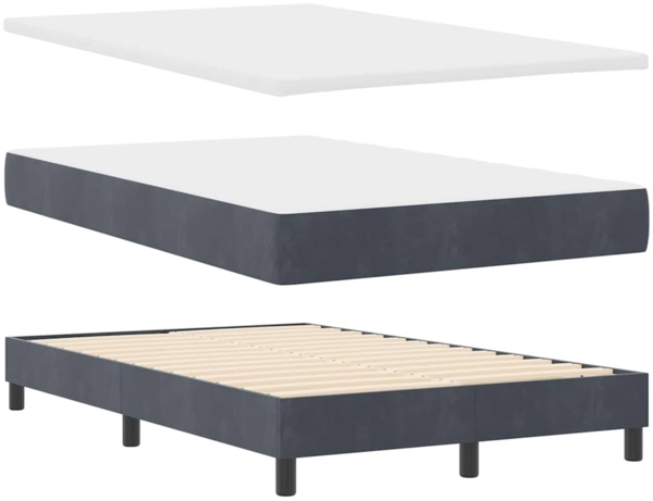 vidaXL LED Boxspringbett mit Matratze Dunkelgrau 120 x 200 cm Samt 3342711 Bild 5