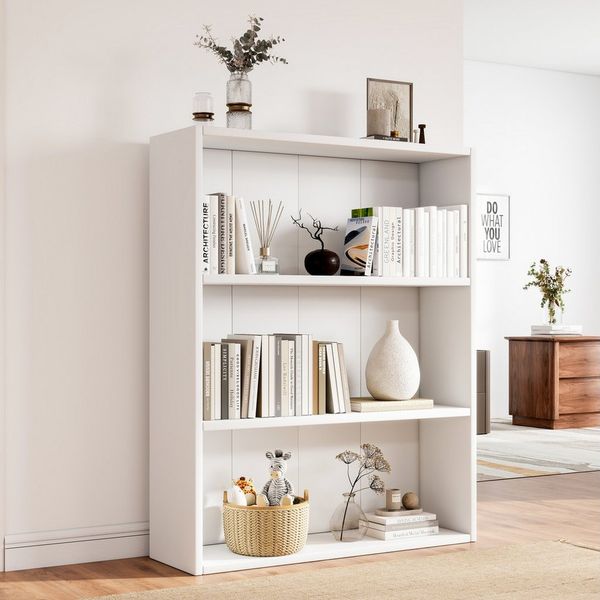 oyajia Bücherregal Bücherregal 100cm für Wohnzimmer Home Office,3-Stöckiges, Standregal, Büroregal, 3 Fächer, Holzwerkstoff, 60/ 80 x 24 x 100 cm (BxTxH)
