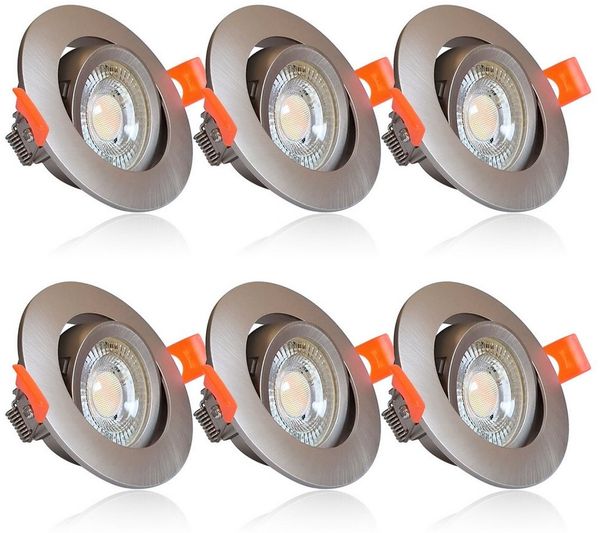 Maxkomfort LED Einbaustrahler 6er Set LED Einbaustrahler schwenkbar ultraflach Ø85mm, LED wechselbar, Warmweiß/Kaltweiß/Neutralweiß, 3 Lichtfarben - 3000K/4000K/6500K - Deckenspots/Einauspots IP20 silber