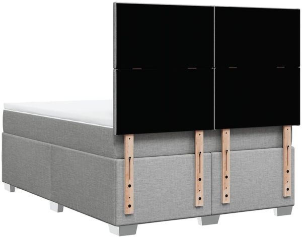 vidaXL Boxspringbett mit Matratze Hellgrau 140x190 cm Stoff 3292776 Bild 12