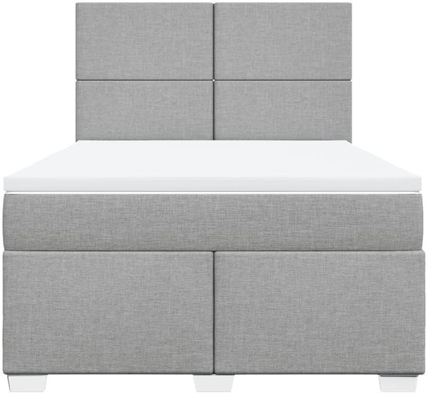 vidaXL Boxspringbett mit Matratze Hellgrau 140x190 cm Stoff 3292776 Bild 8