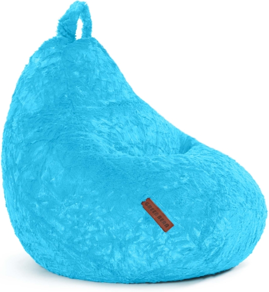 Green Bean® Plüsch Sitzsack 45x45x60cm - Indoor Sitzkissen mit 120L EPS Perlen Füllung Kuschelig Waschbar - Hellblau