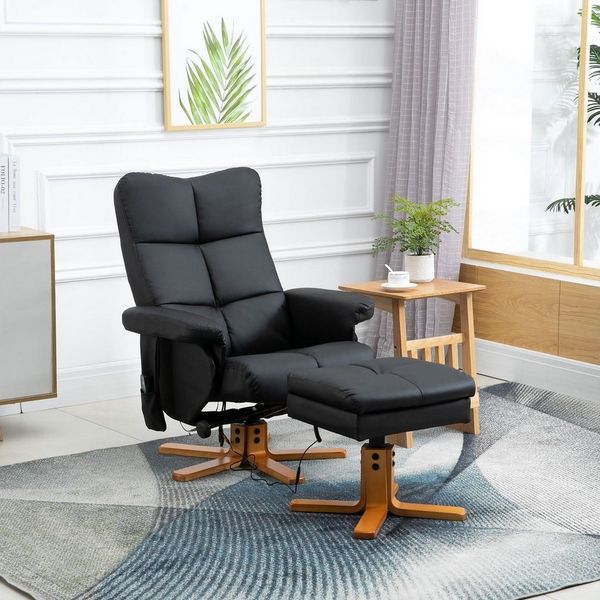 HOMCOM Massagesessel Fernsehsessel mit Fußhocker, aus Kunstleder (2-St)