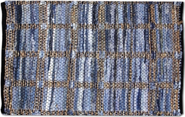 Teppich Läufer Matte Unterlage Vorleger Fußabtreter, breite Auswahl an modernen Fleckerl- und Baumwollteppichen (160x230cm / Jeans Square)