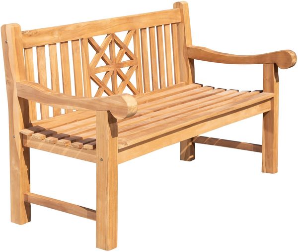 Gartenbank Teakbank VUZAR - Holz Teak 150x72x92 cm | Holzbank 150 Cm Gartenbank Sitzbank Mit Lehne Wetterfest Bank Garten Terrasse