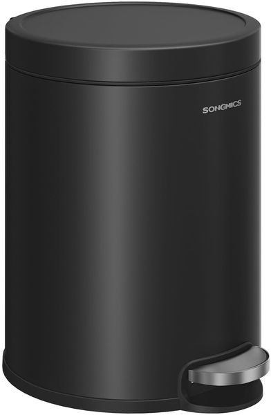 SONGMICS Kosmetikeimer, 6 Liter, Mülleimer Bad, mit Softclose-Deckel, Tretmülleimer, Stahl, für kleine Räume, tintenschwarz LTB016BZ02